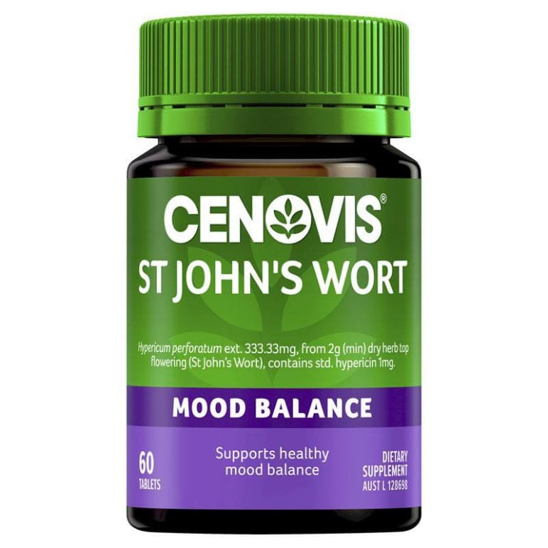 Cenovis St John's Wort for Healthy Mood Balance 60 Tablets front image on Livehealthy HK imported from Australia