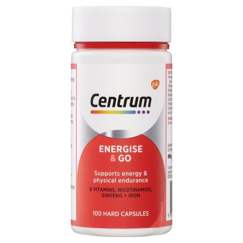 Centrum Energise & Go 100 Capsules front image on Livehealthy HK imported from Australia