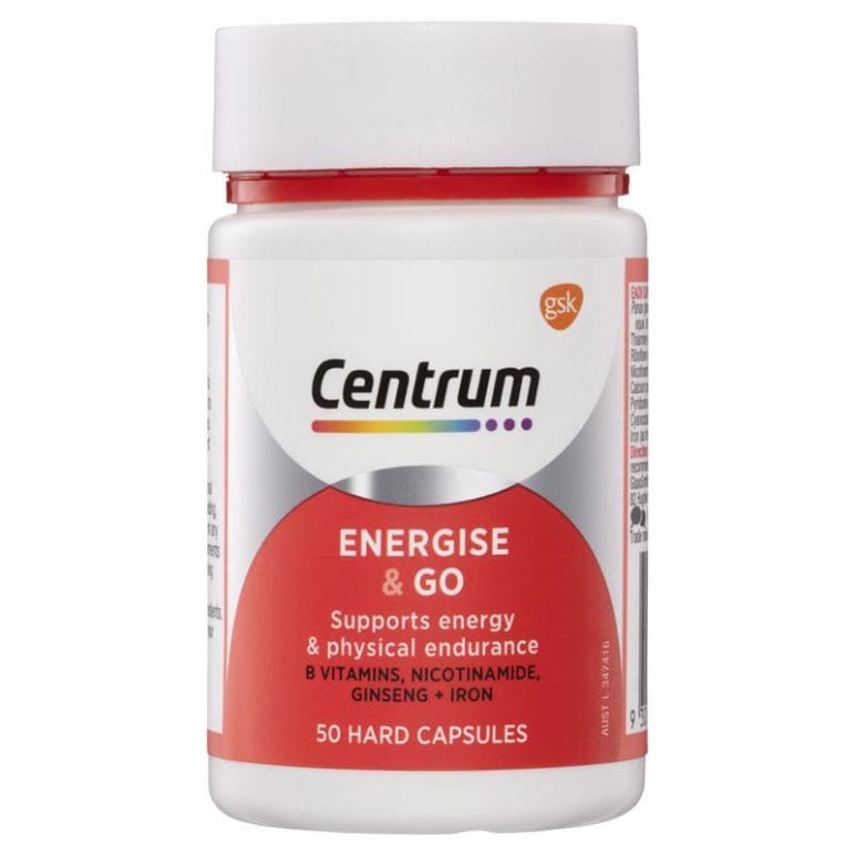 Centrum Energise & Go 50 Capsules front image on Livehealthy HK imported from Australia