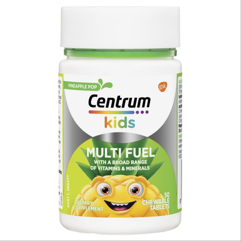 Centrum Kids Multi Fuel 50 Chewable Tablets front image on Livehealthy HK imported from Australia