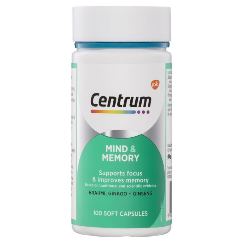 Centrum Mind & Memory 100 Capsules front image on Livehealthy HK imported from Australia