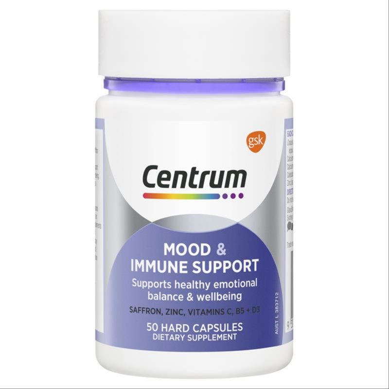 Centrum Mood & Immune Support 50 Capsules front image on Livehealthy HK imported from Australia