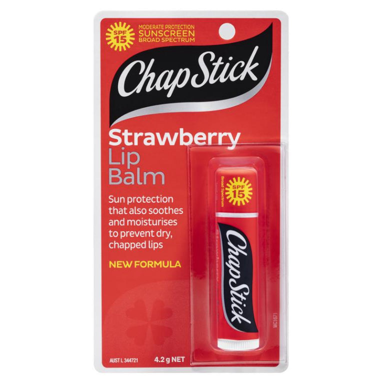 Chapstick Lip Balm Strawberry SPF15+ 4.2g front image on Livehealthy HK imported from Australia