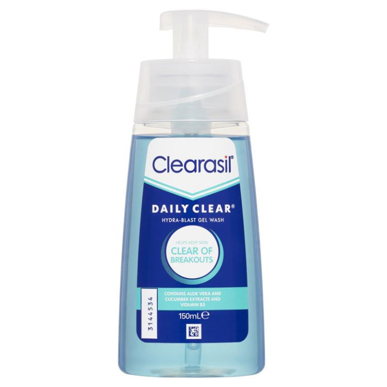 Clearasil Daily Clear Face Gel Wash 150 ml front image on Livehealthy HK imported from Australia