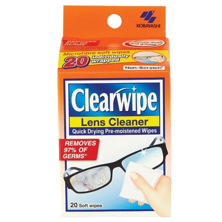 Clearwipe Lens Cleaner Wipes 20 front image on Livehealthy HK imported from Australia