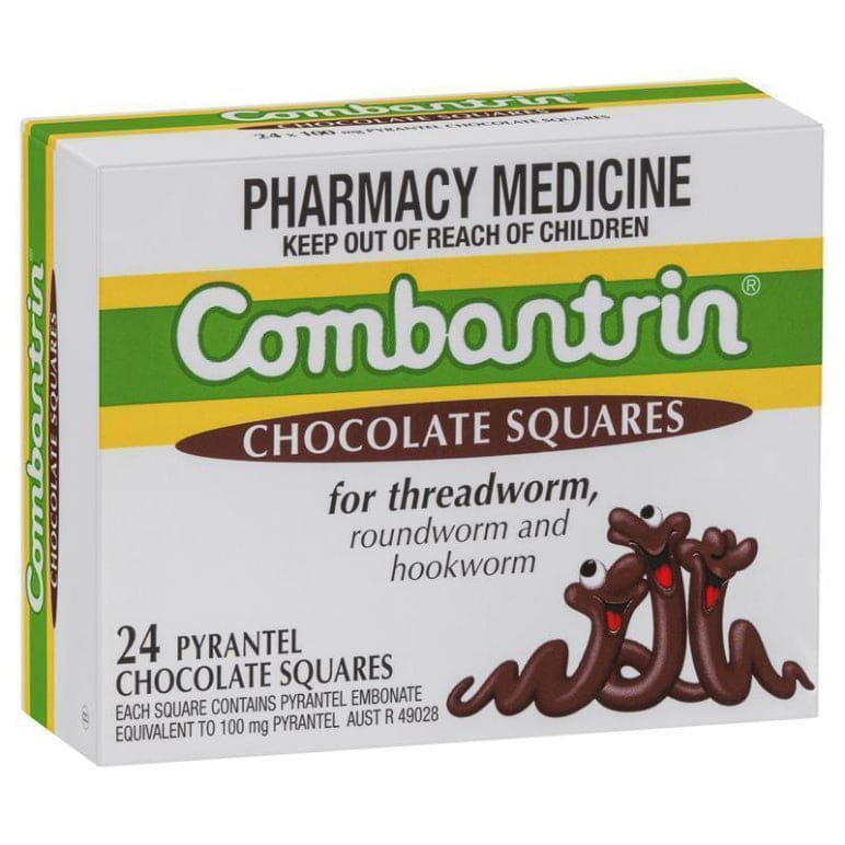 Combantrin Chocolate Squares 24 front image on Livehealthy HK imported from Australia