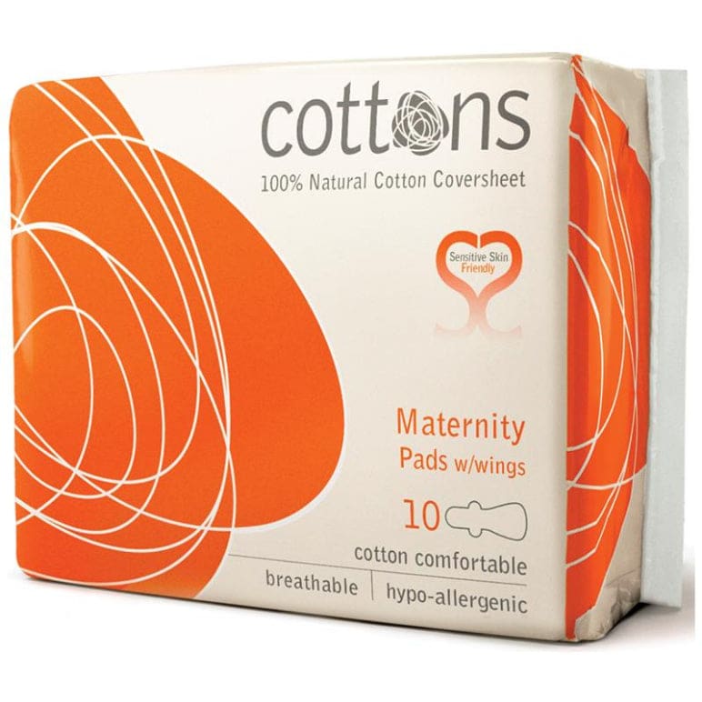 Cottons Maternity Pads With Wings 10 Pack front image on Livehealthy HK imported from Australia