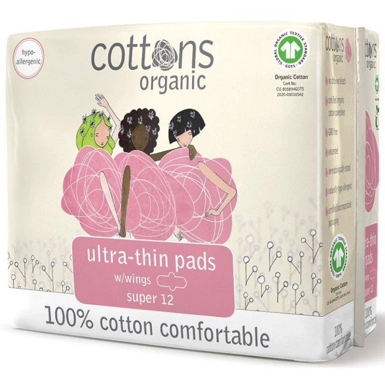 Cottons Super 12 Pads front image on Livehealthy HK imported from Australia