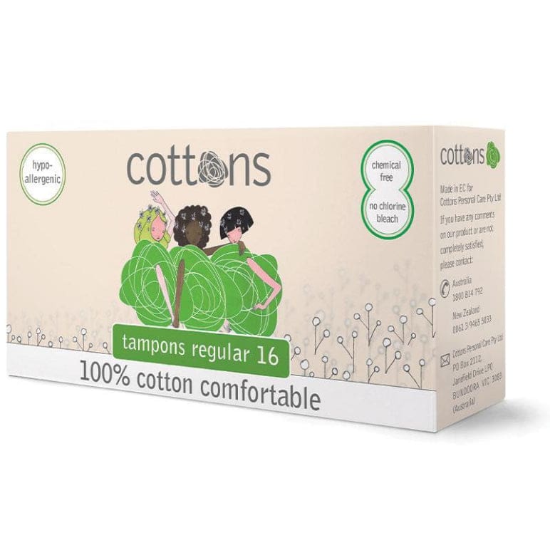 Cottons Tampons Regular 16 front image on Livehealthy HK imported from Australia