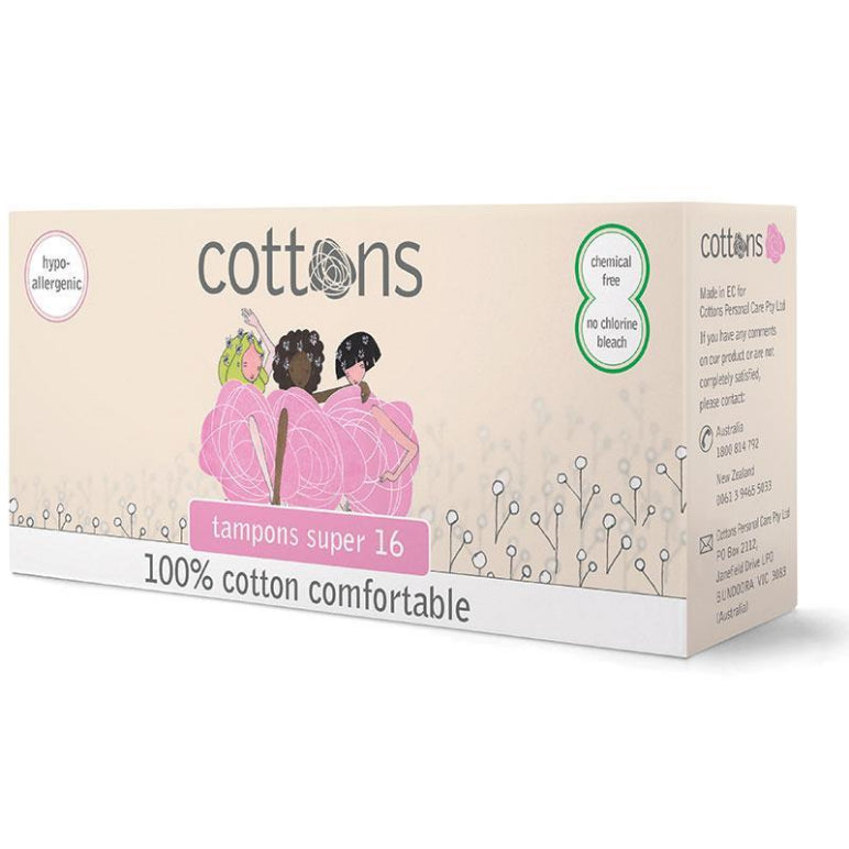 Cottons Tampons Super 16 front image on Livehealthy HK imported from Australia