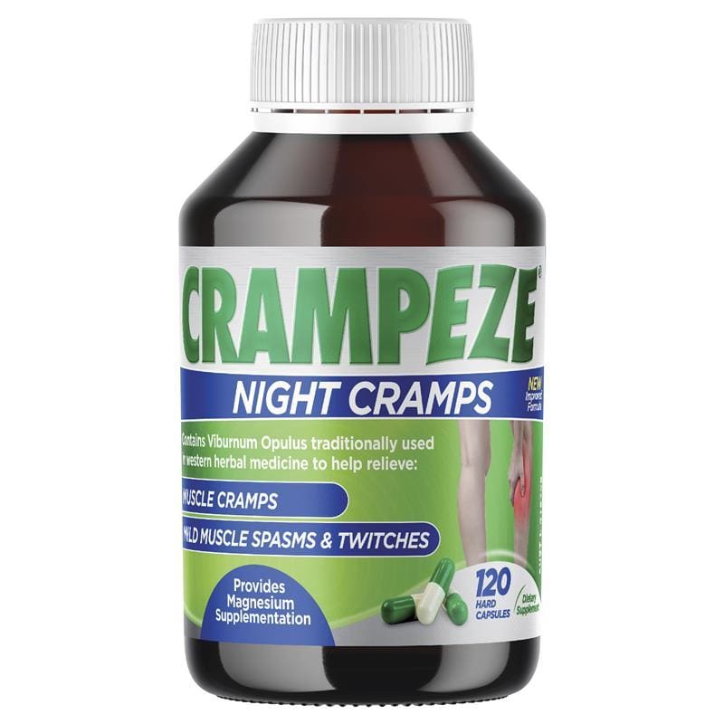 Crampeze Night Cramps 120 Capsules front image on Livehealthy HK imported from Australia