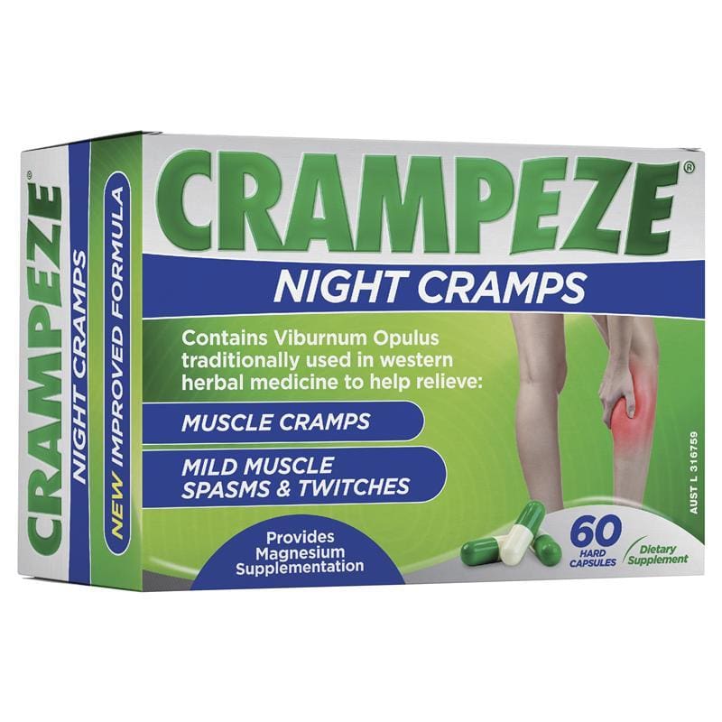 Crampeze Night Cramps 60 Capsules front image on Livehealthy HK imported from Australia