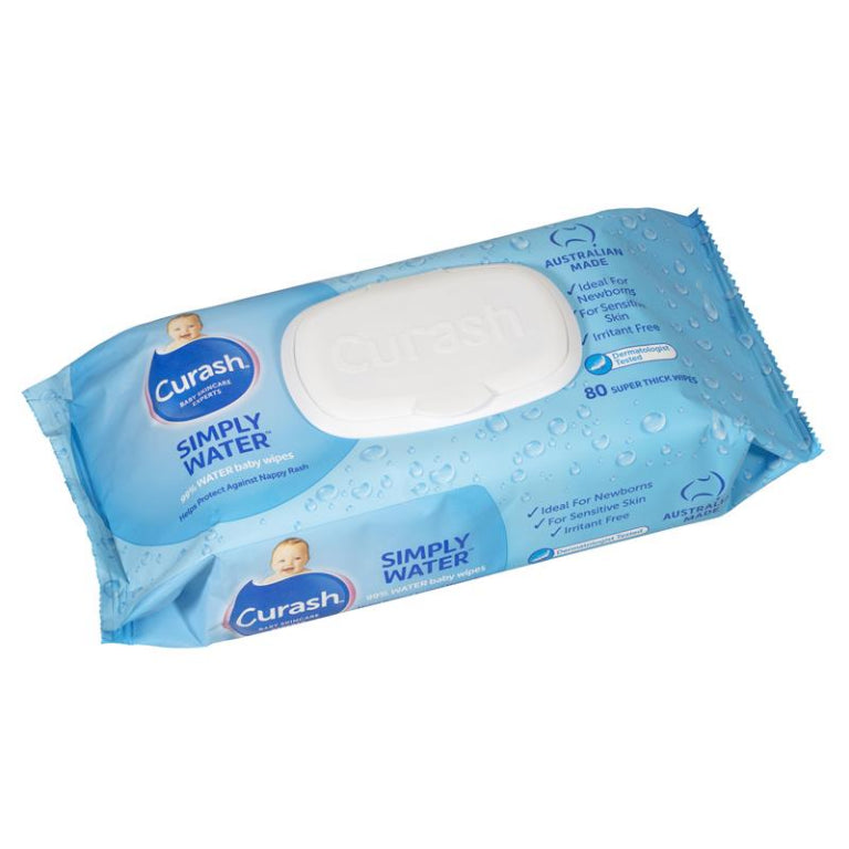Curash Babycare Simply Water Wipes 80 front image on Livehealthy HK imported from Australia