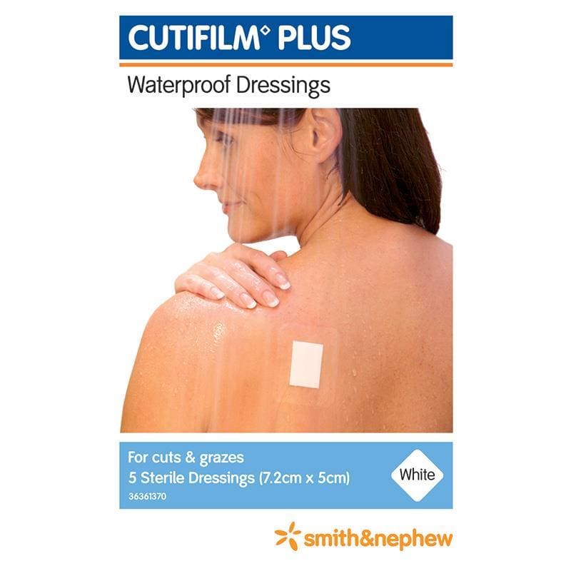 Cutifilm Plus Waterproof Dressings Hypo 7.2x5cm 5 Pack front image on Livehealthy HK imported from Australia