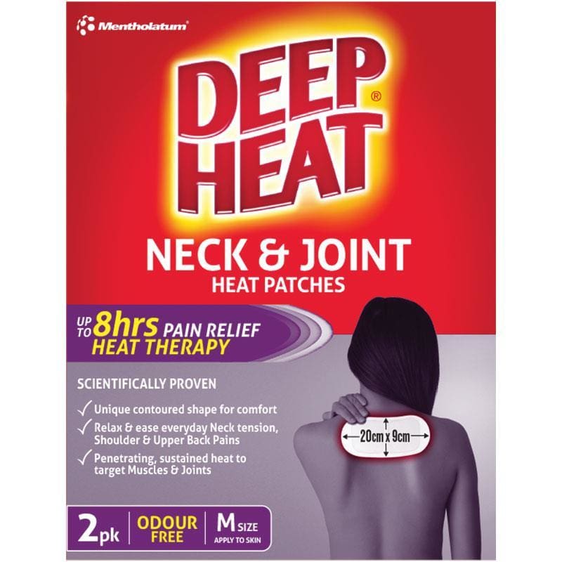 Deep Heat Neck & Joint Heat Patches 2 Pack front image on Livehealthy HK imported from Australia