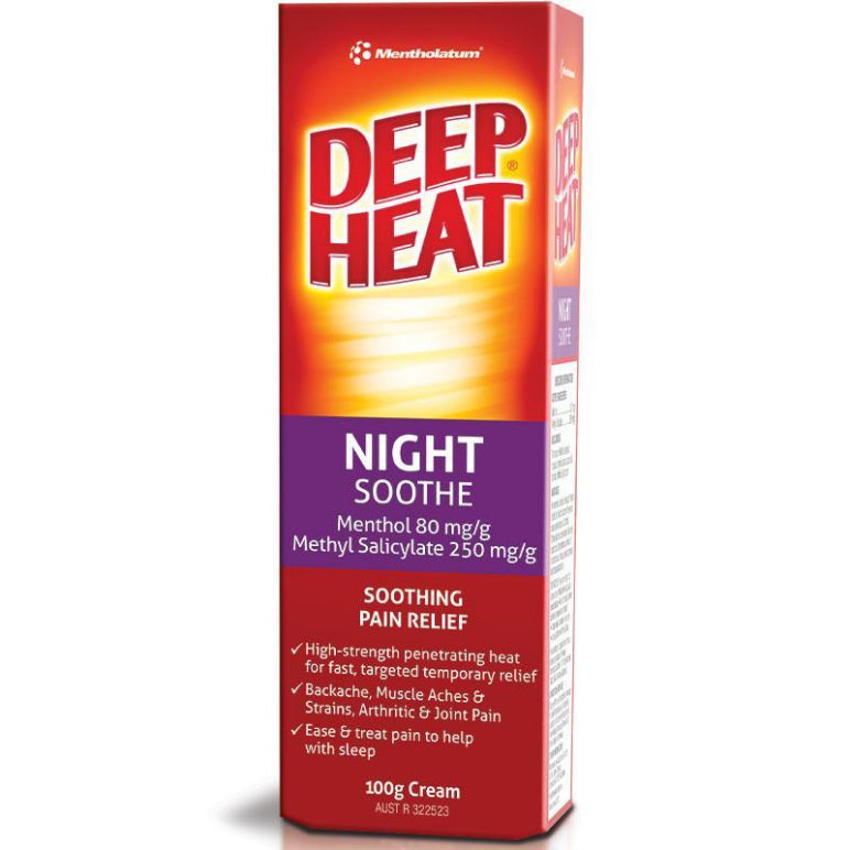 Deep Heat Night Soothing Pain Relief Cream 100g front image on Livehealthy HK imported from Australia