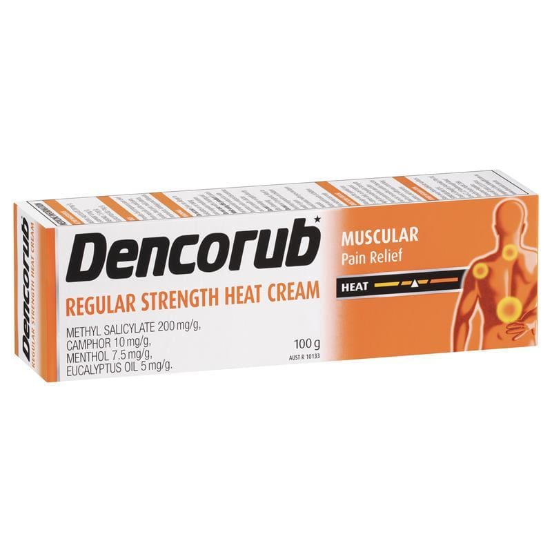 Dencorub Regular Strength Heat Cream 100g Tube front image on Livehealthy HK imported from Australia