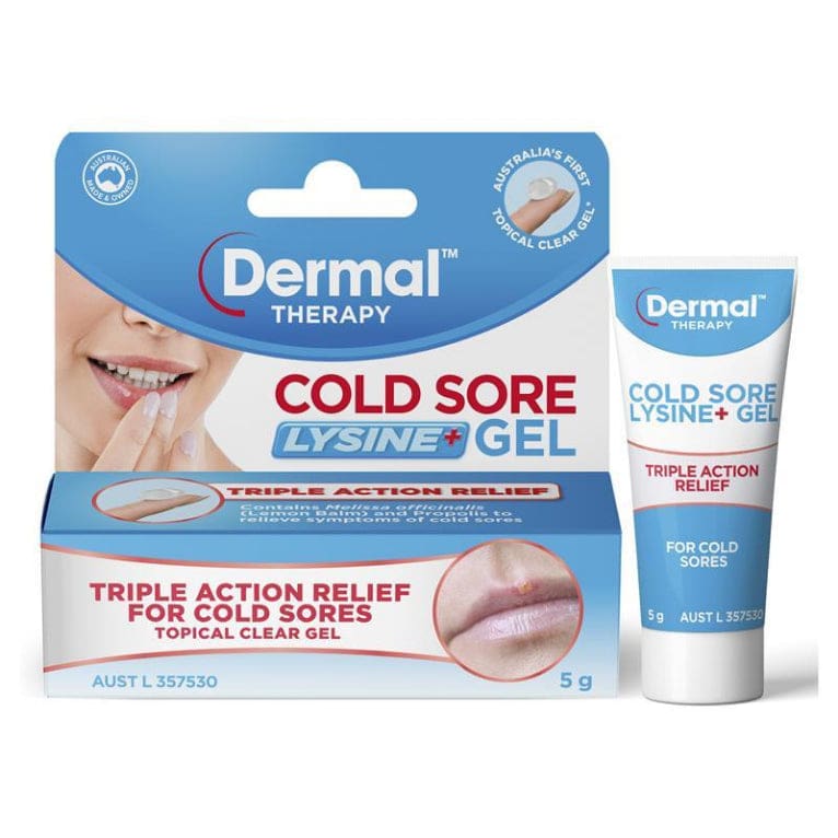Dermal Therapy Cold Sore Lysine+ Gel 5g front image on Livehealthy HK imported from Australia