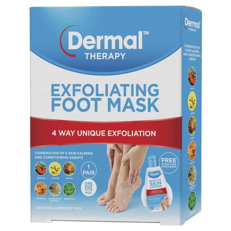 Dermal Therapy Exfoliating Foot Mask 1 Pair front image on Livehealthy HK imported from Australia