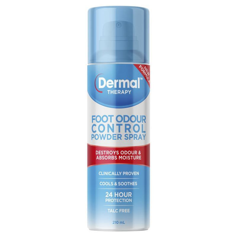 Dermal Therapy Foot Odour Control Powder Spray 210mL front image on Livehealthy HK imported from Australia