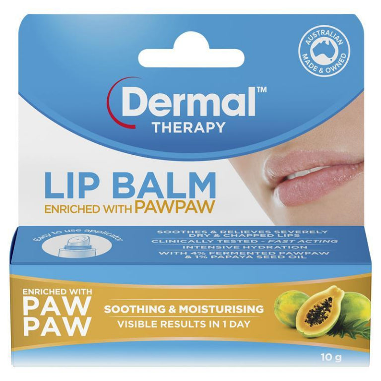 Dermal Therapy Lip Balm Paw Paw 10g front image on Livehealthy HK imported from Australia