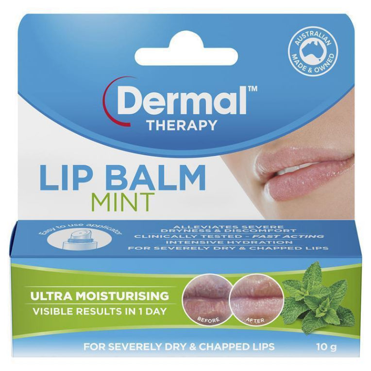 Dermal Therapy Lip Balm Tube Mint 10g front image on Livehealthy HK imported from Australia