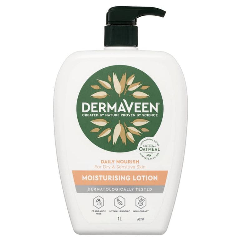 DermaVeen Daily Nourish Moisturising Lotion for Dry & Sensitive Skin 1L front image on Livehealthy HK imported from Australia