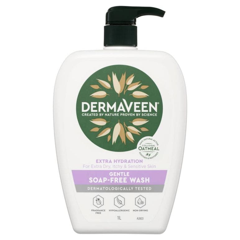 DermaVeen Extra Hydration Gentle Soap-Free Wash for Extra Dry, Itchy & Sensitive Skin 1L front image on Livehealthy HK imported from Australia