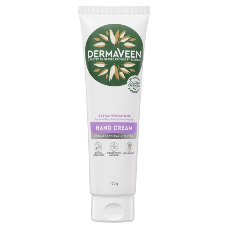 DermaVeen Extra Hydration Hand Cream for Extra Dry, Itchy & Sensitive Skin 100g front image on Livehealthy HK imported from Australia