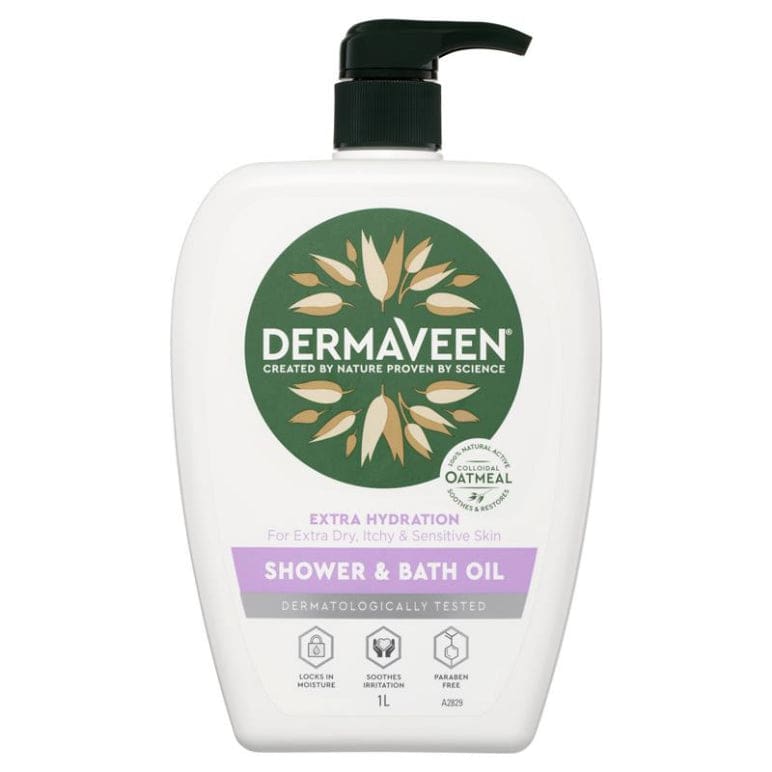 DermaVeen Extra Hydration Shower & Bath Oil for Extra Dry, Itchy & Sensitive Skin 1L front image on Livehealthy HK imported from Australia