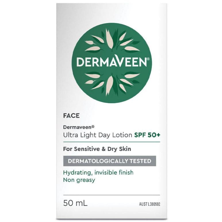 Dermaveen Face Ultralight Day Lotion SPF 50+ 50ml front image on Livehealthy HK imported from Australia
