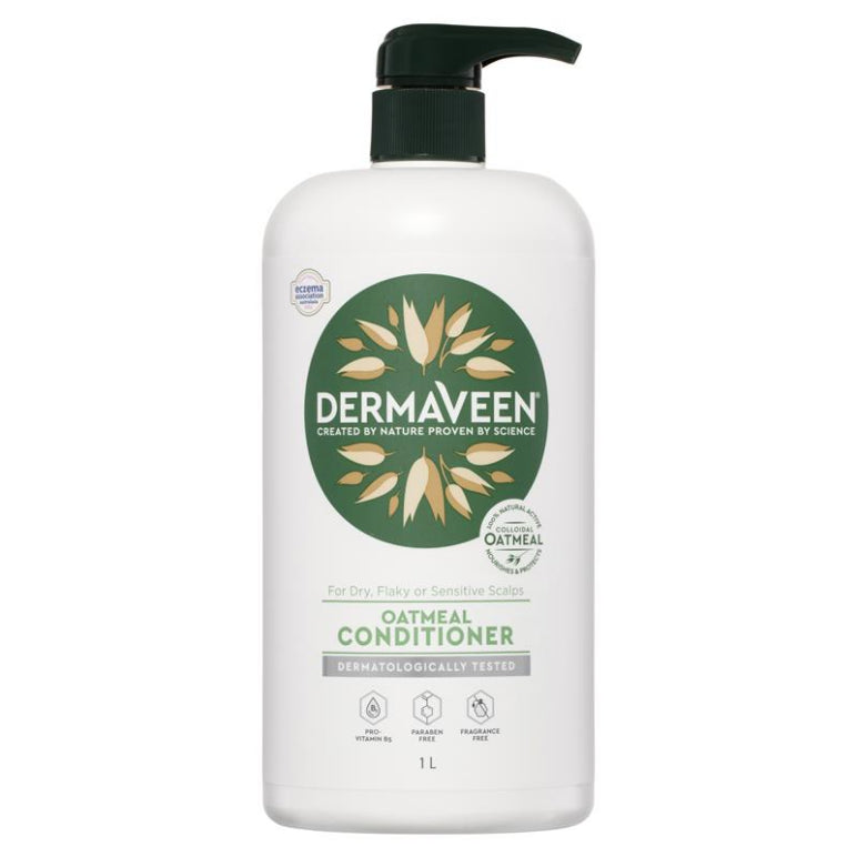 DermaVeen Oatmeal Conditioner for Dry, Flaky or Sensitive Scalps 1L front image on Livehealthy HK imported from Australia
