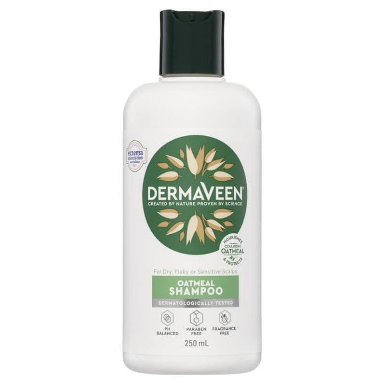 DermaVeen Oatmeal Shampoo for Dry, Flaky or Sensitive Scalps 250mL front image on Livehealthy HK imported from Australia