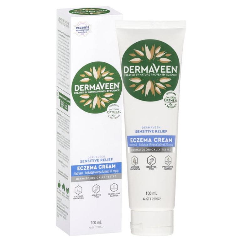 DermaVeen Sensitive Relief Eczema Cream 100mL front image on Livehealthy HK imported from Australia