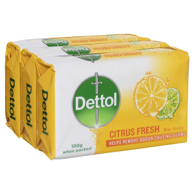 Dettol Citrus Fresh Bar Soap 3x100g front image on Livehealthy HK imported from Australia