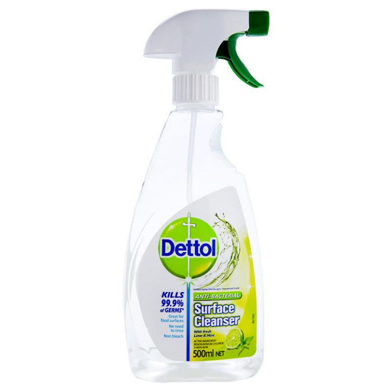 Dettol Surface Cleanser Antibacterial Lime & Mint Trigger 500ml front image on Livehealthy HK imported from Australia