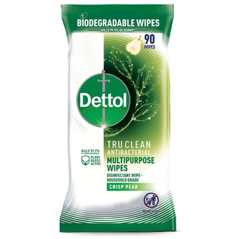 Dettol Tru Clean Antibacterial Multipurpose Cleaning Wipes Crisp Pear 90 Wipes front image on Livehealthy HK imported from Australia
