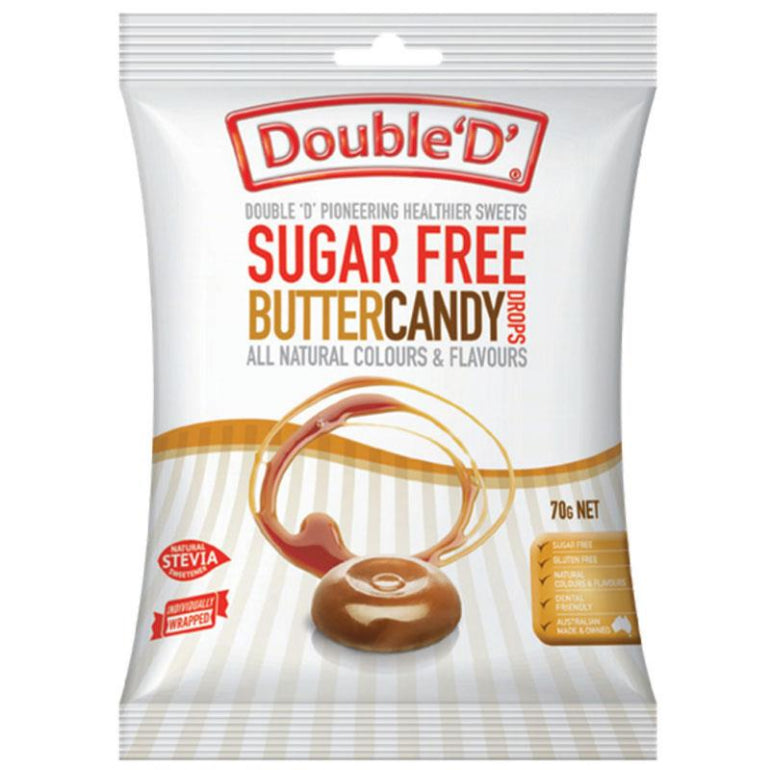 Double D Sugarfree Butter Candy 70g front image on Livehealthy HK imported from Australia