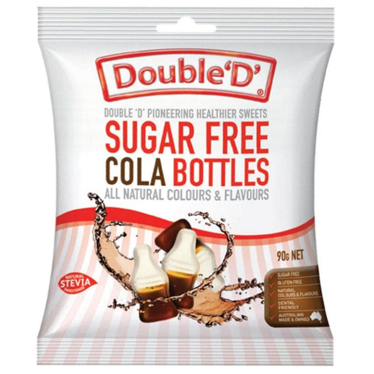 Double D Sugarfree Cola Bottles 90g front image on Livehealthy HK imported from Australia