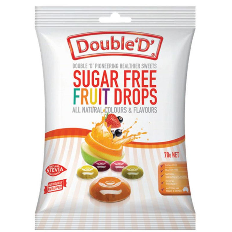 Double D Sugarfree Fruit Drops 70g front image on Livehealthy HK imported from Australia