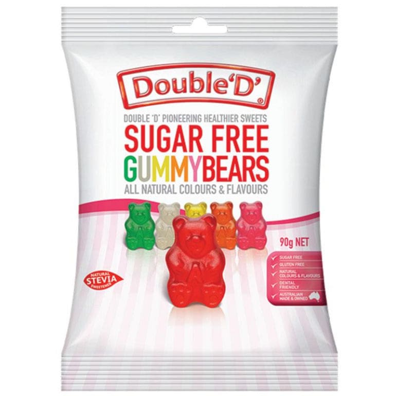 Double D Sugarfree Gummy Bears 90g front image on Livehealthy HK imported from Australia