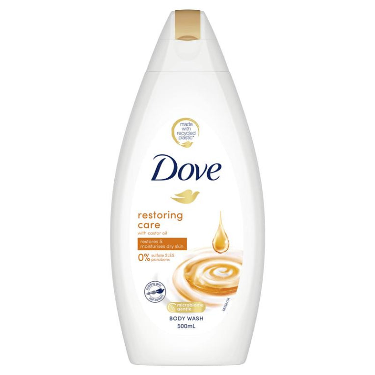 Dove Body Wash Restoring Care Castor Oil 500ml front image on Livehealthy HK imported from Australia