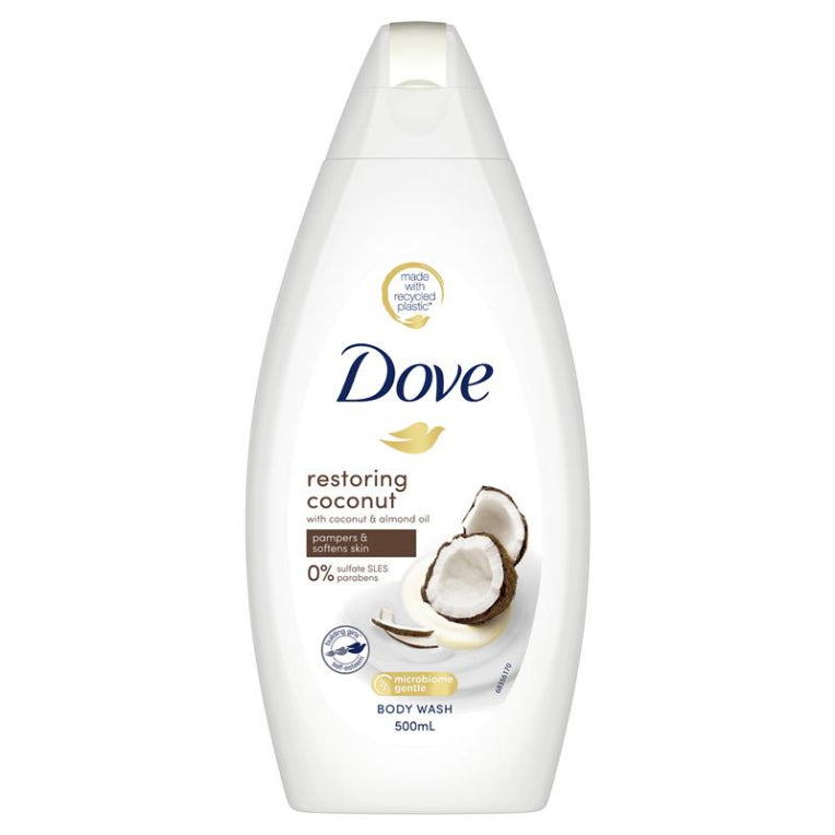 Dove Body Wash Restoring Coconut 500ml front image on Livehealthy HK imported from Australia