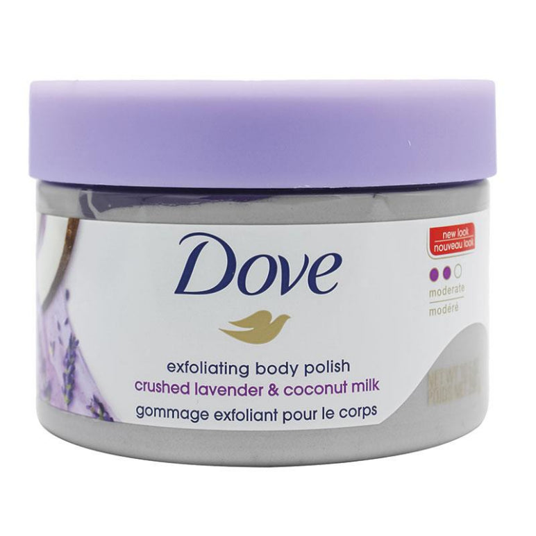 Dove Exfoliating Body Polish Crushed Lavender And Coconut Milk 298g front image on Livehealthy HK imported from Australia