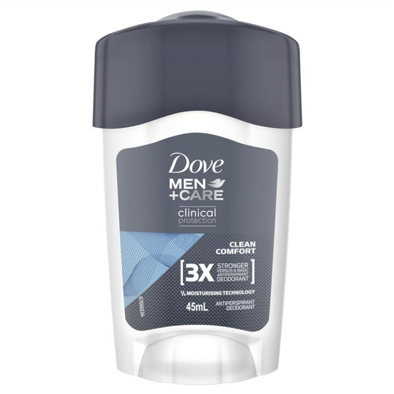 Dove for Men Clinical Protection Antiperspirant Deodorant Clean Comfort 45ml front image on Livehealthy HK imported from Australia