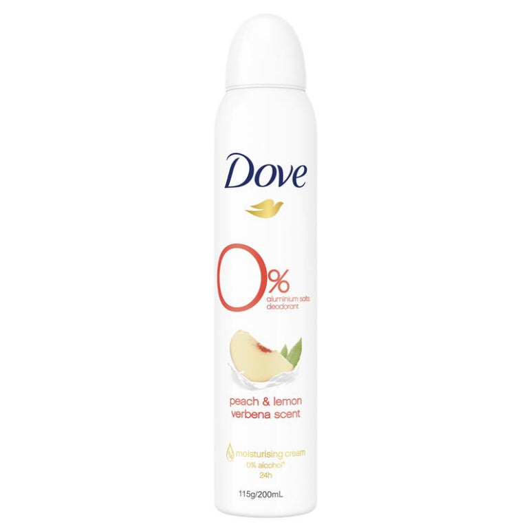 Dove for Women Deodorant Peach and Lemon Verbena Zero Aluminium 200ml front image on Livehealthy HK imported from Australia