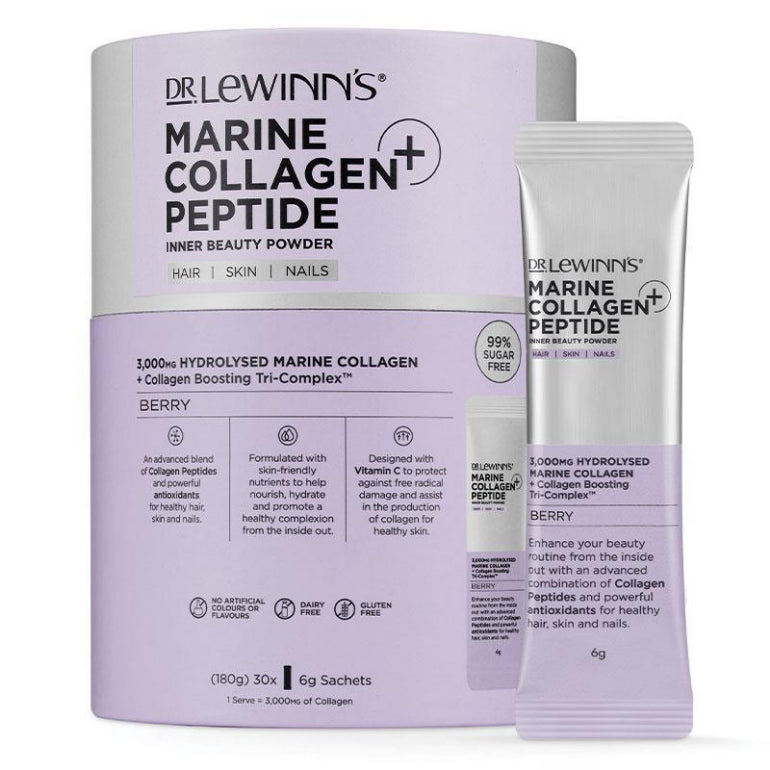 Dr LeWinn's Marine Collagen Peptide+ Inner Beauty Berry Flavour Powder front image on Livehealthy HK imported from Australia