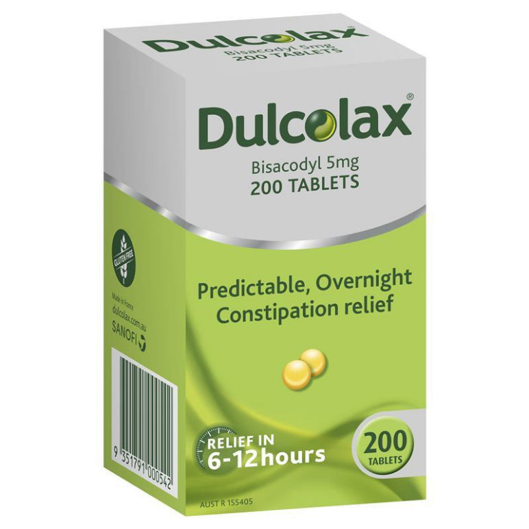 Dulcolax Laxatives 5mg Tablets for Constipation Relief 200 Pack front image on Livehealthy HK imported from Australia