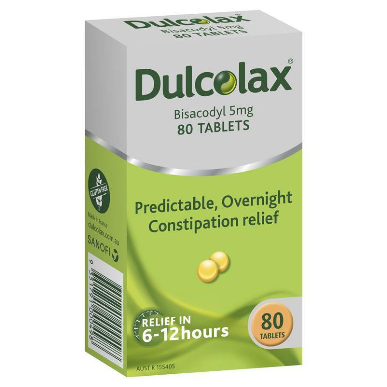 Dulcolax Laxatives 5mg Tablets for Constipation Relief 80 Pack front image on Livehealthy HK imported from Australia