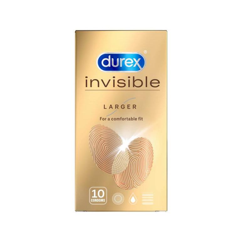 Durex Invisible Condoms Large 10 Pack front image on Livehealthy HK imported from Australia